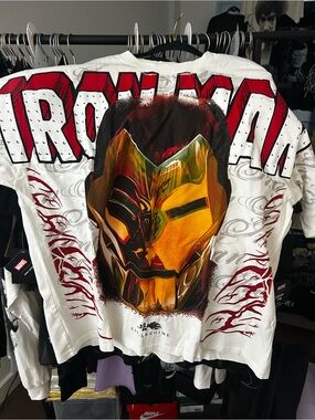 Civil Regime Marvel White Tee with Red & Gold Iron Man Art